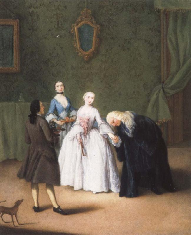 Pietro Longhi A Nobleman Kissing a Lady-s Hand